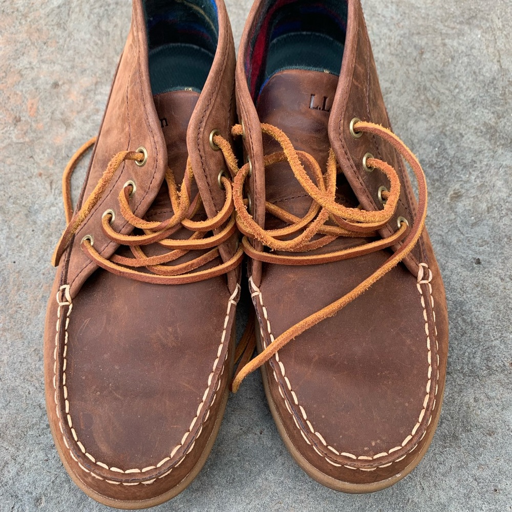 L.L. Bean Campside Ranger Leather Flannel Lined Chukka Boot Lace Up Men’s 9.5 W